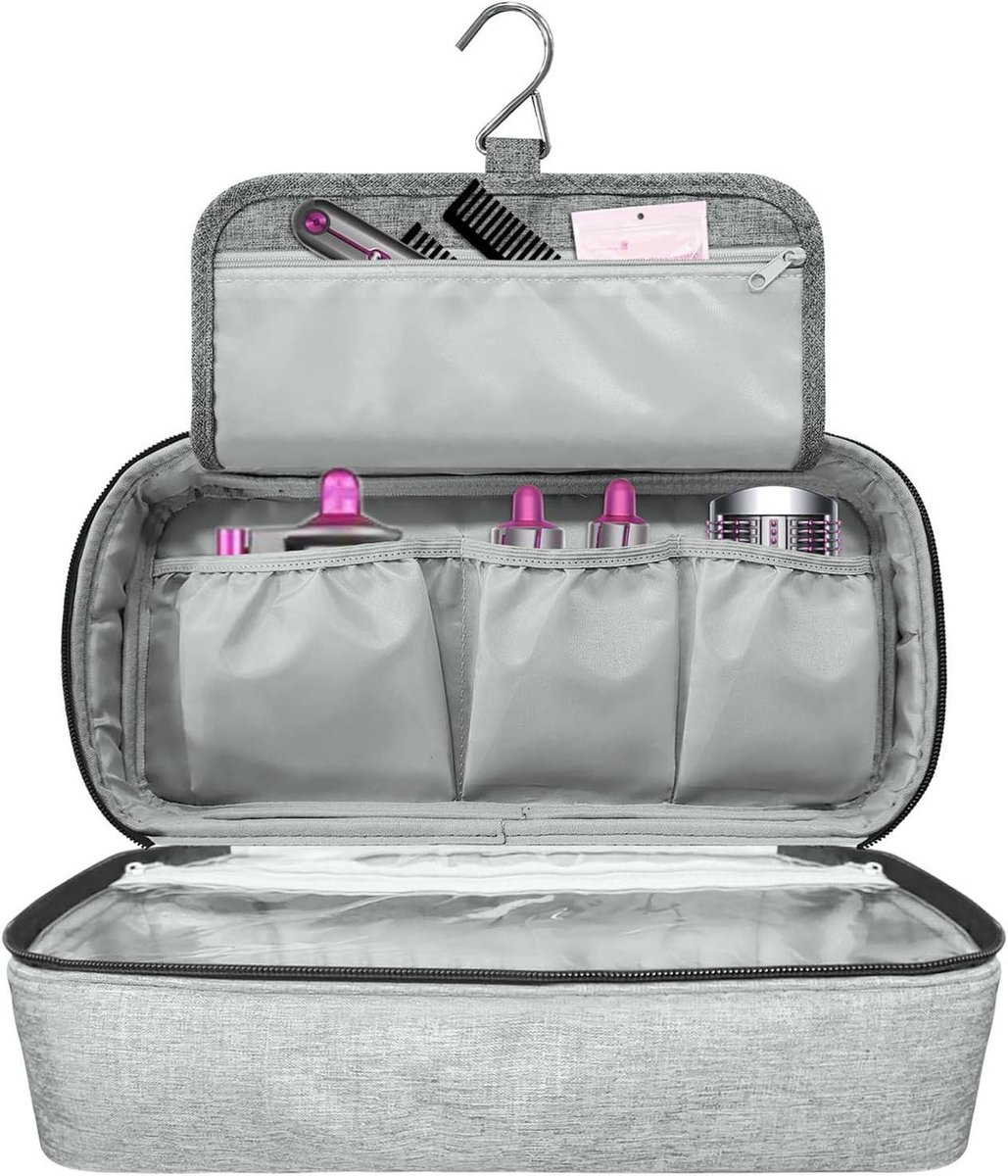 Föhn Opbergtas - Stijltang Organizer - Haargereedschap Opbergen - Met Roestvrijstalen Haak - 407 x 165 x 59 cm - Grijs
