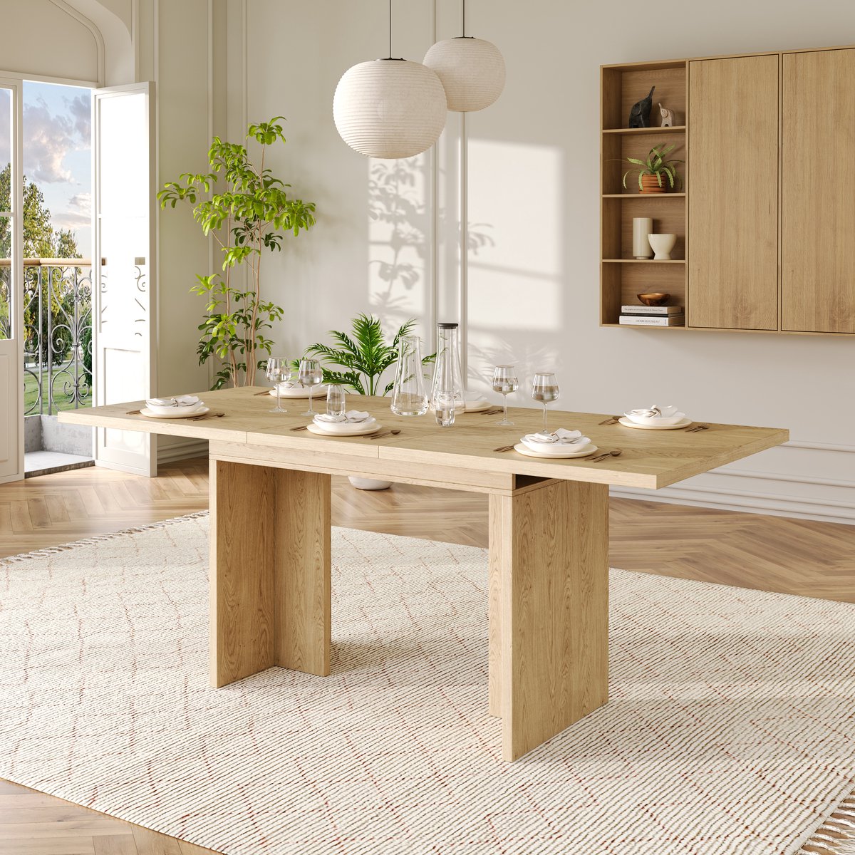 Moderne Eettafel 180 cm - Uitschuifbare Tafel Met Dikke Blad - Eikenkleur