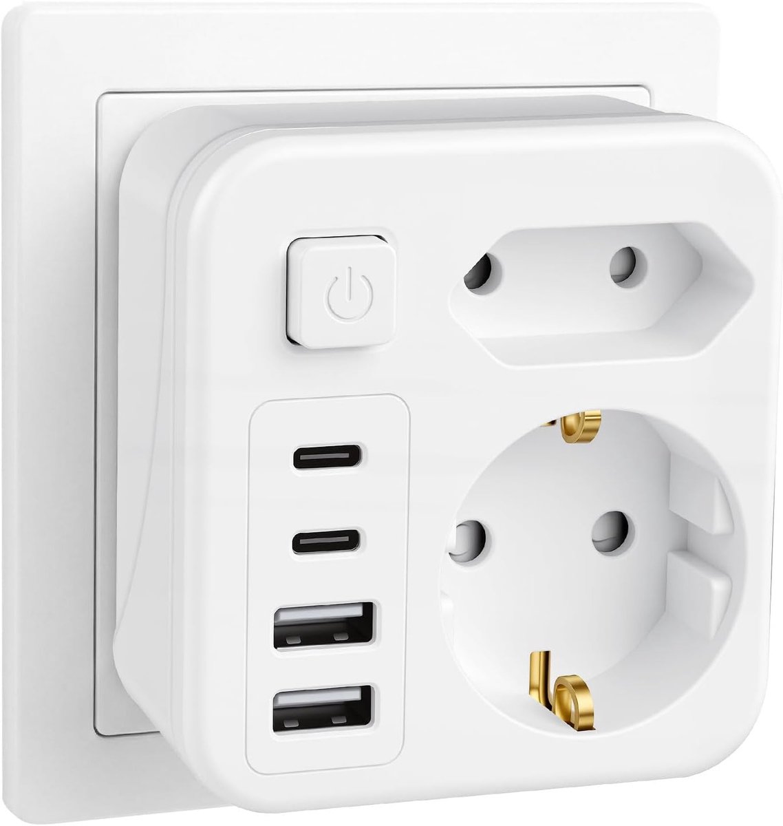 Meervoudige stekkeradapter met USB - 6-in-1 met schakelaar - 3680 W 16 A - ideaal voor thuisgebruik - ShopVlot