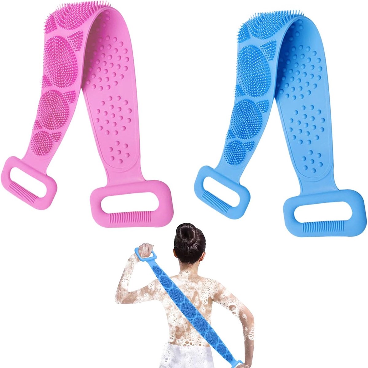 Body Brush Back Scrubber - Silicone Exfoliërende Borstel - Dubbelzijdig - Voor zachte huidverzorging - ShopVlot