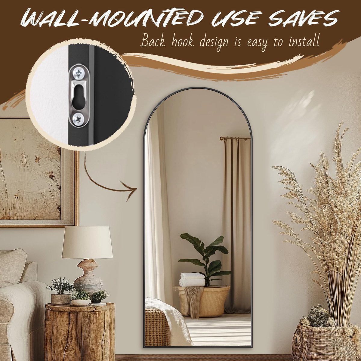 Staande spiegel 161 x 52 cm - aluminium frame - HD-glas - perfect voor slaapkamer en woonkamer - ShopVlot
