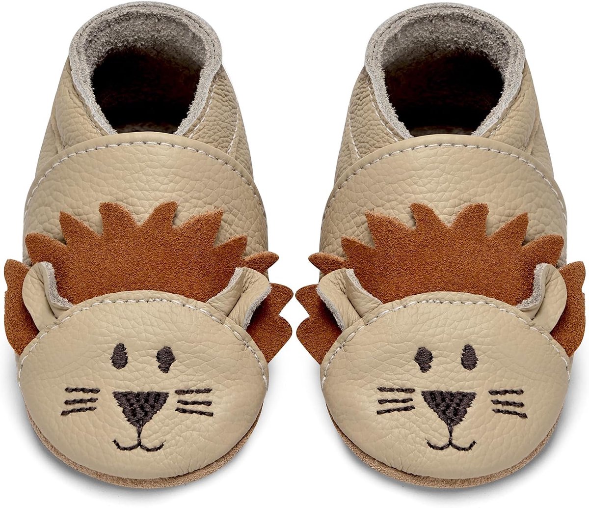 Baby schoenen 6-12 maanden - zacht leder - leeuw ontwerp - ideaal voor leren lopen - ShopVlot