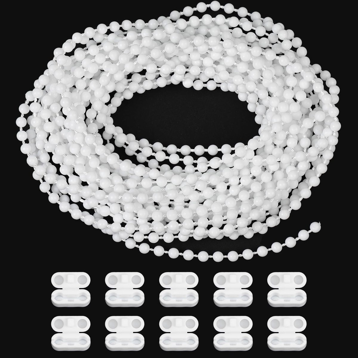 Rolgordijnkoord 6 M - Inclusief 10 connectoren - 4,5 mm clips - Geschikt voor verschillende gordijnen - ShopVlot