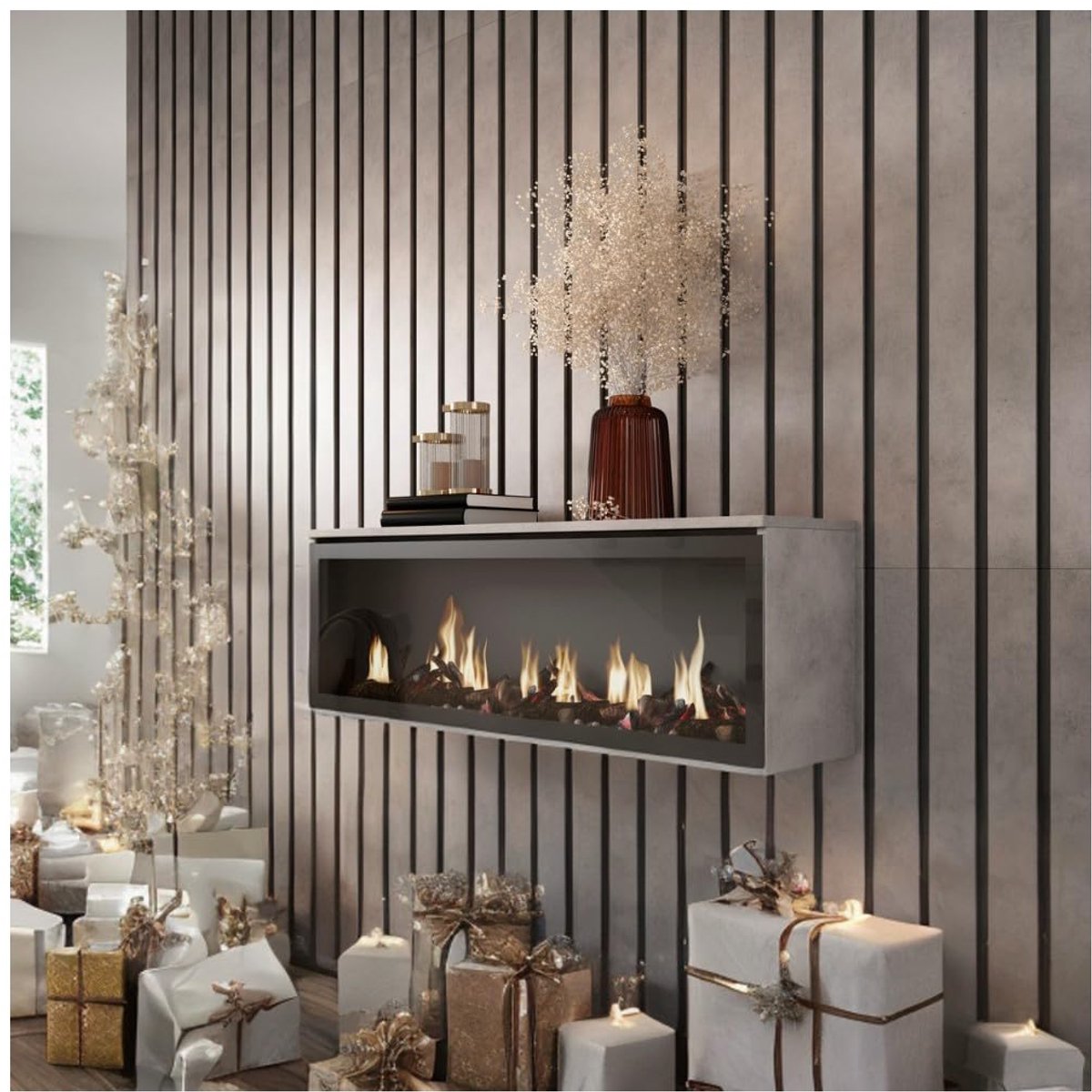 Skraut Home - Elektrische haard LED - Decoratief, Geen Warmte - 107x38x25cm - Woonkamer - Eetkamer - ShopVlot