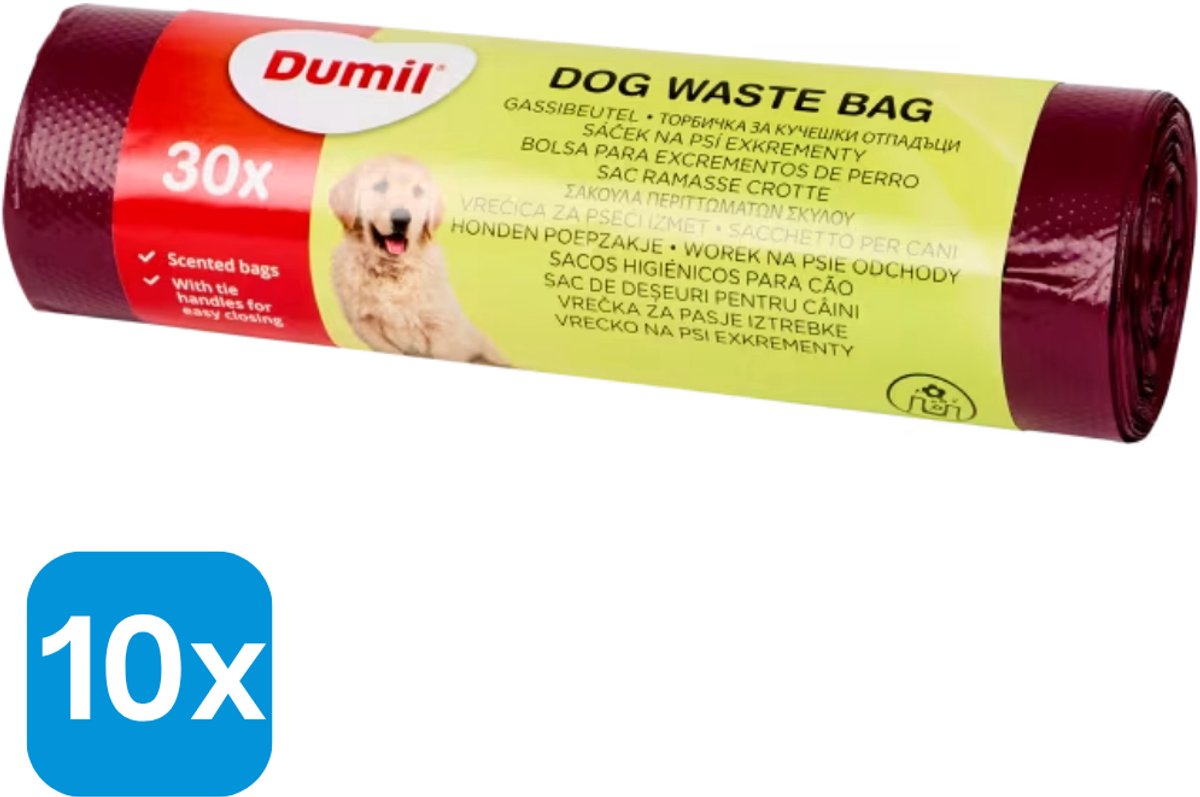 10x 30 Stuks Dumil Hondenpoepzakjes - Geparfumeerde Hondenpoepzakjes met Handvat