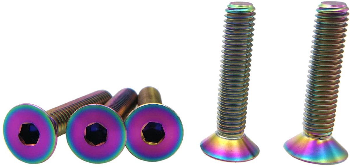 Titanium Bolts M6 x 1 x 25mm - Iridescent Titanium - Countersunk Hoofd - Ideaal voor Fietsen - ShopVlot
