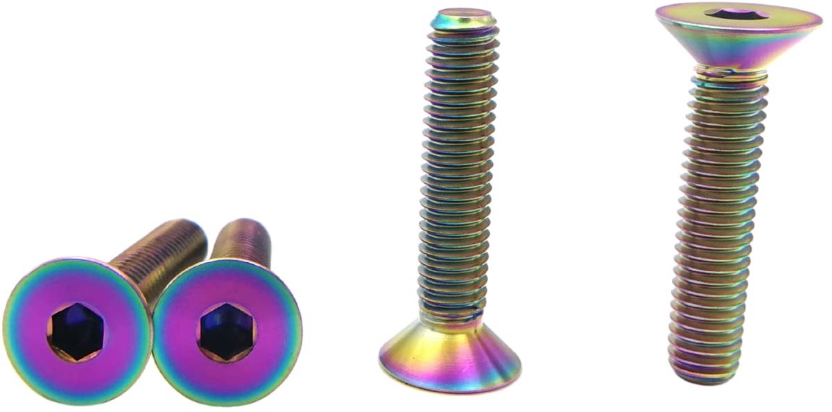 Titanium bouten M5 x 0.8 x 25mm - Iridescent titanium - Countersunk head - Ideaal voor fiets en MTB - ShopVlot