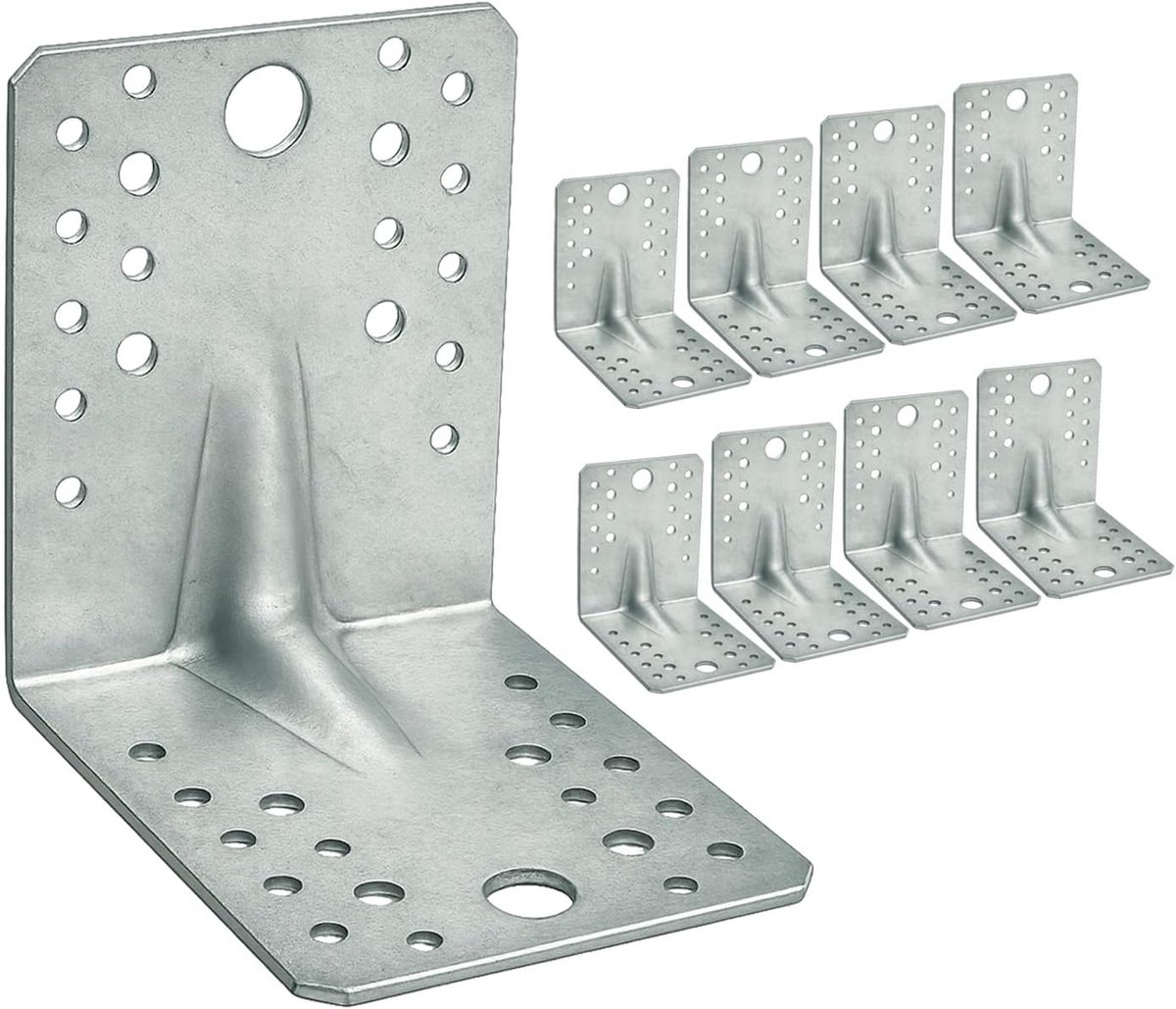 Versterkte hoeken 105 x 105 mm - Staal - Duurzaam en robuust - Perfect voor houtverbindingen - ShopVlot