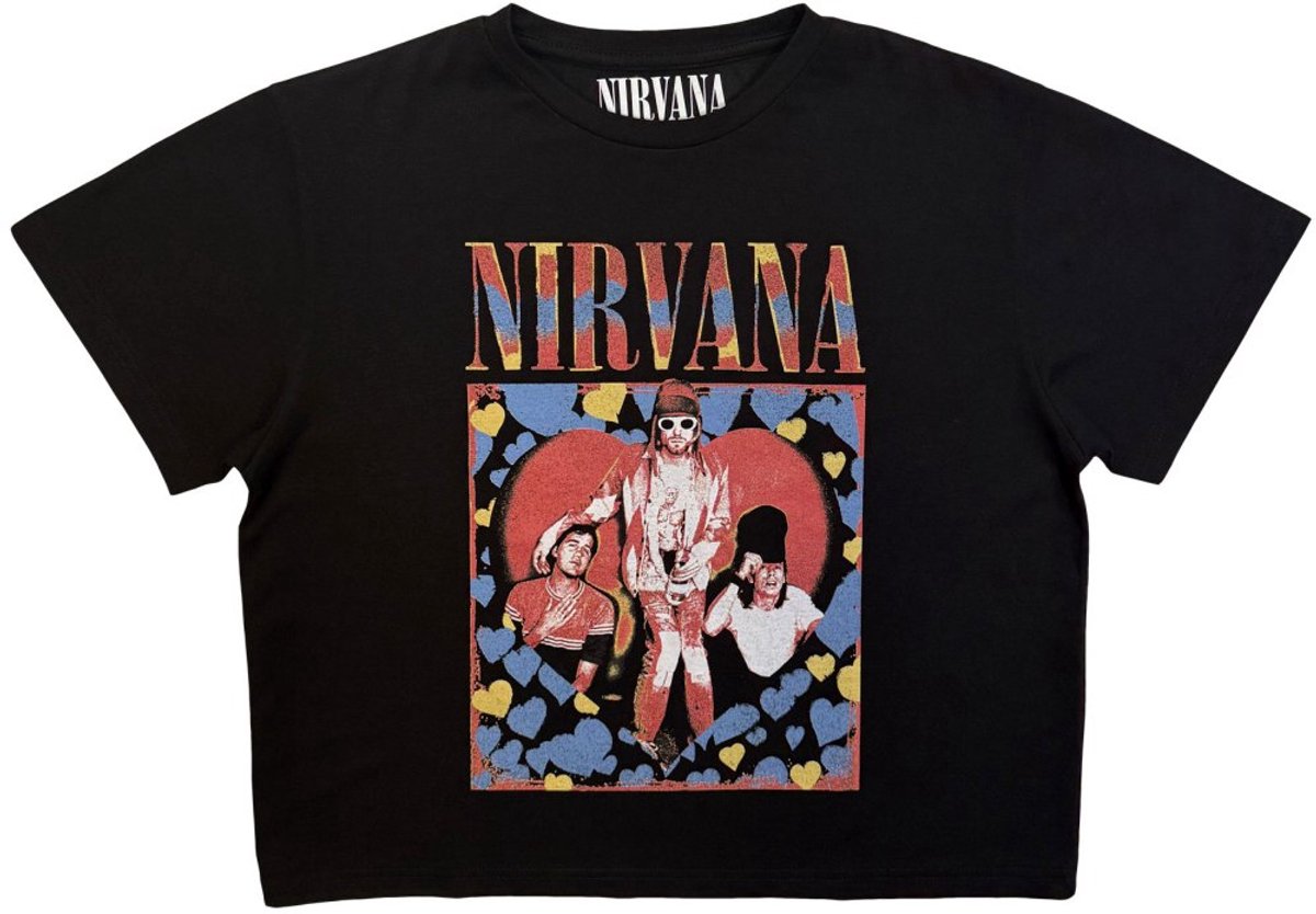 Nirvana - Heart Crop top - S - Zwart