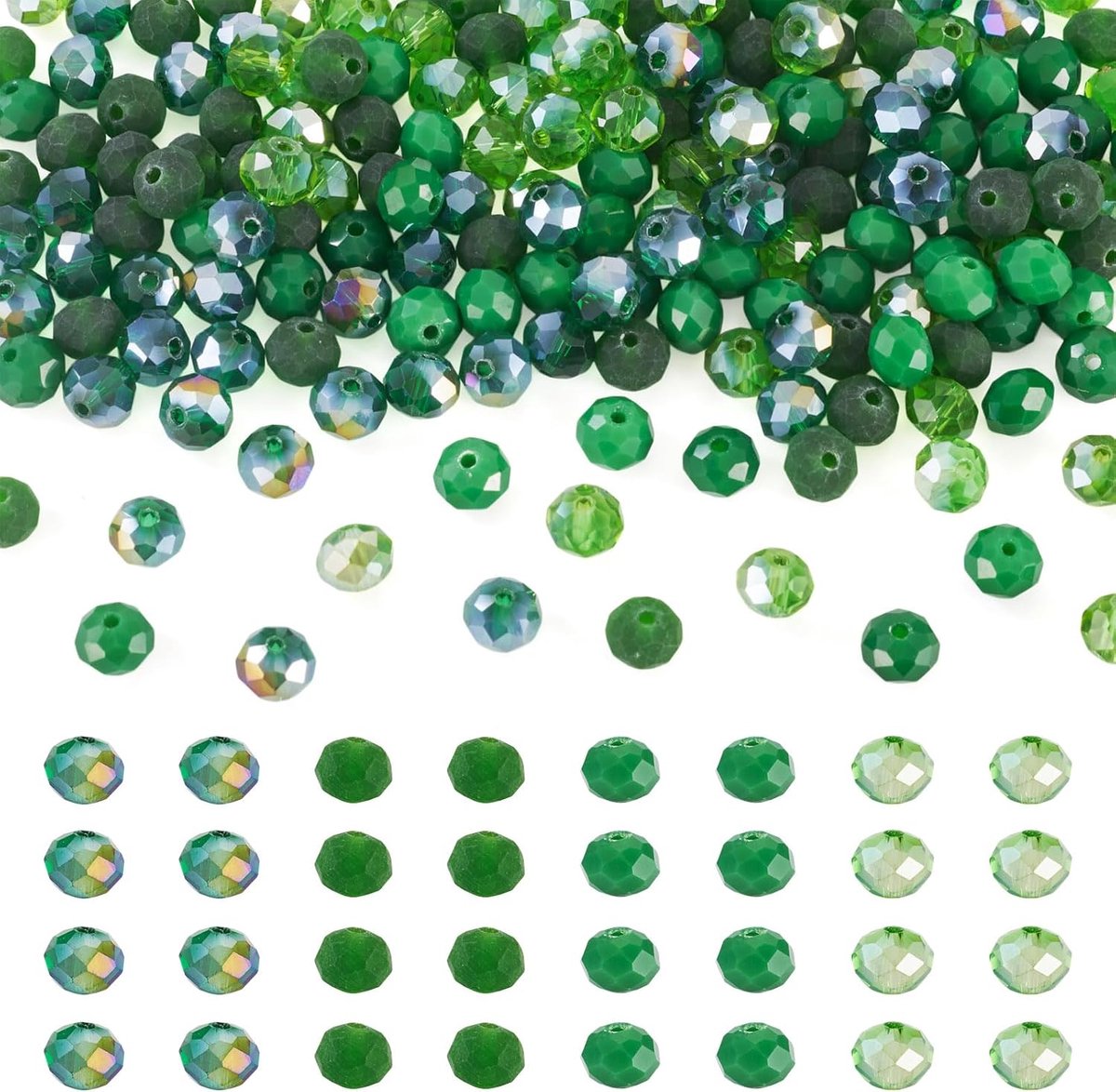200 stuks groene rondelle facet glazen kralen 8mm transparante galvaniseren kristallen kralen losse spacer kraal voor doe-het-zelf sieraden maken ketting armband