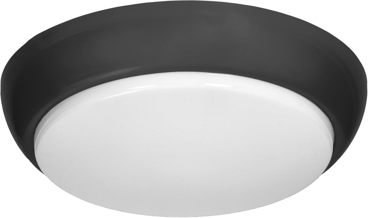 Plafondlamp met IP44 en IK10 Plafon - Polypropyleen Armatuur met 2xE27 Plafondlamp met Matte-Polycarbonaat Diffuser (Zwart)