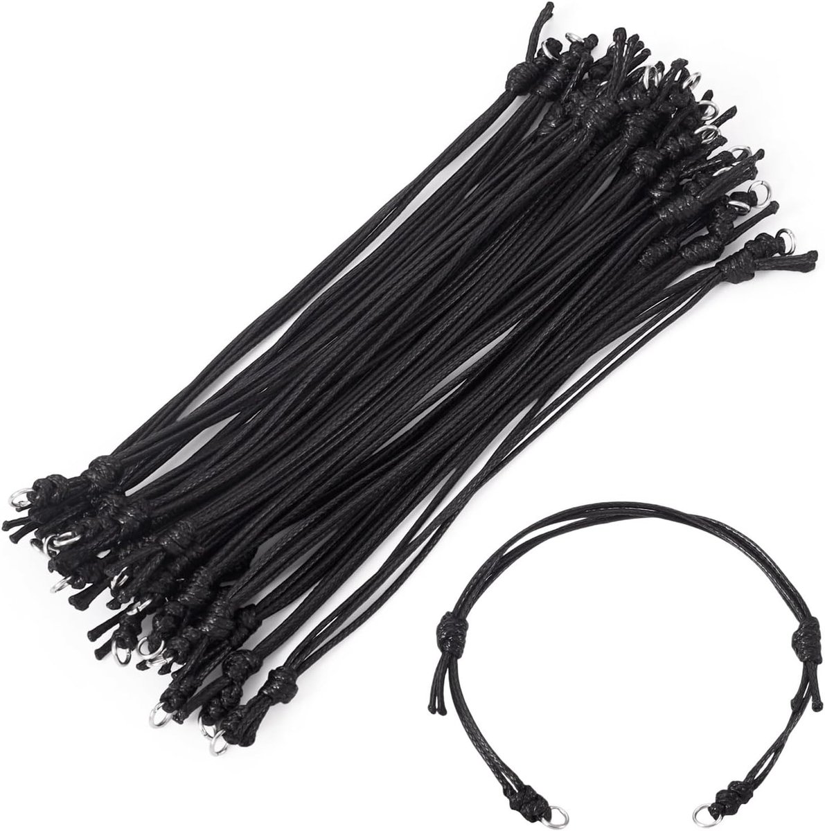 20 Stuks Verstelbare Gevlochten Koord Armbanden Gewaxt Polyester Koord Slider Armband Touw String Voor Vriendschap Paar Mannen Vrouwen Sieraden Maken Zwart