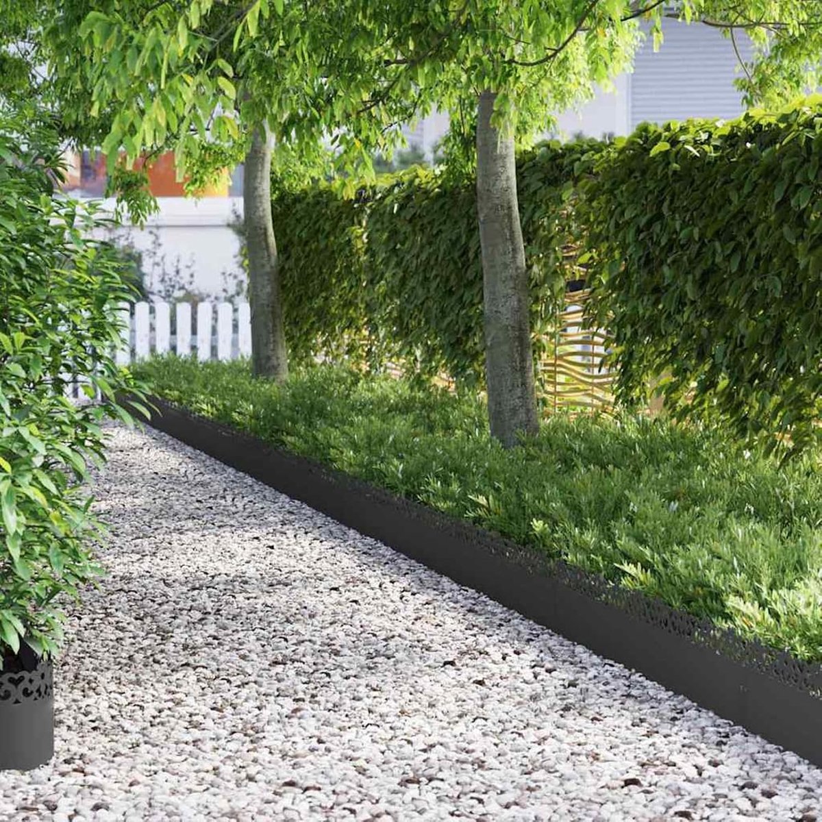 10 stuks, zwart, staal, 103 x 5 x 22 cm, robuust en weerbestendig, voor tuinbedden, paden en terrasafbakening