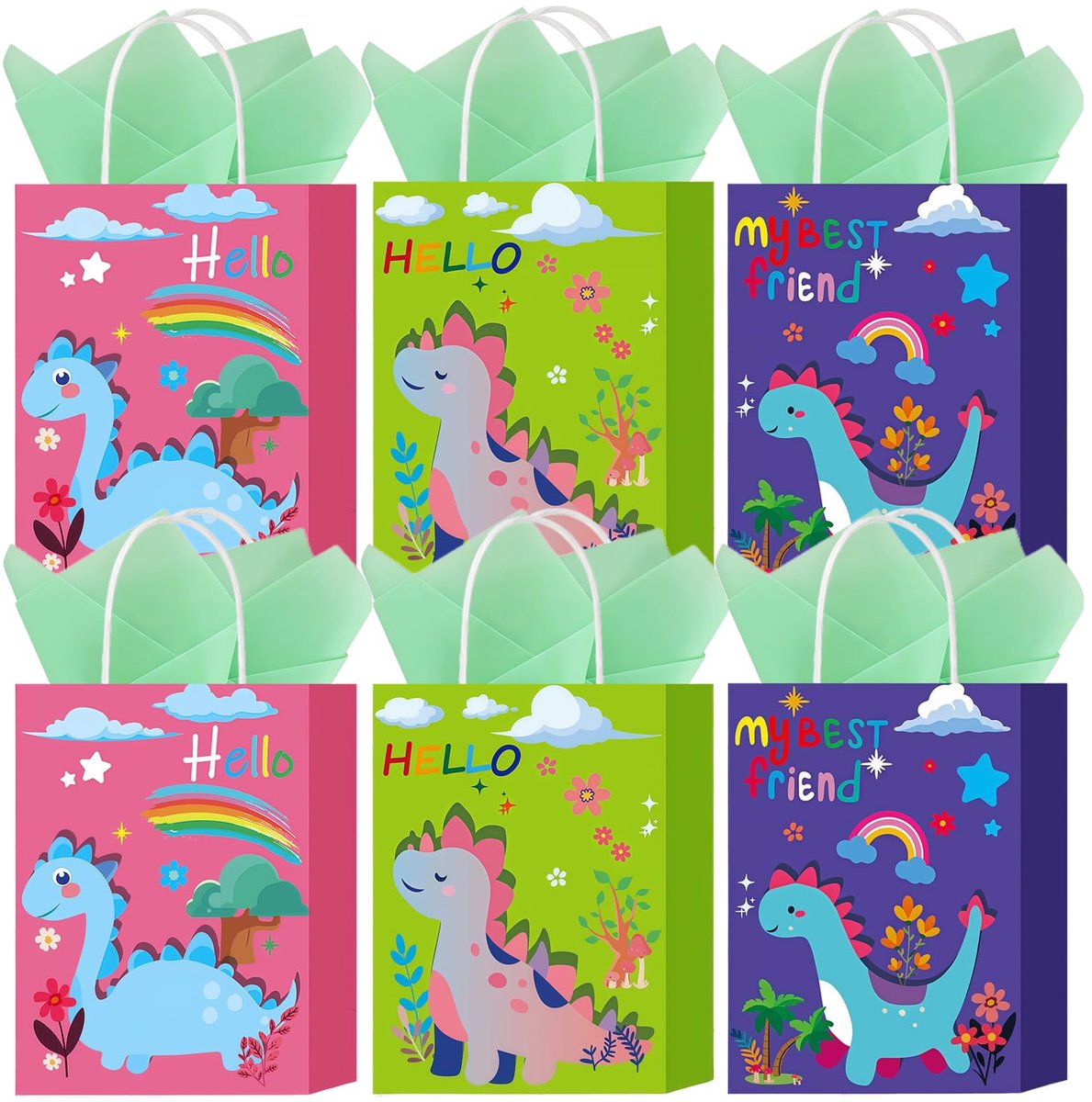 cadeauzakjes 6-pack - kleine papieren zakjes 22 x 16 x 8 cm - luxe met draaigrijpen - SnelShoppen