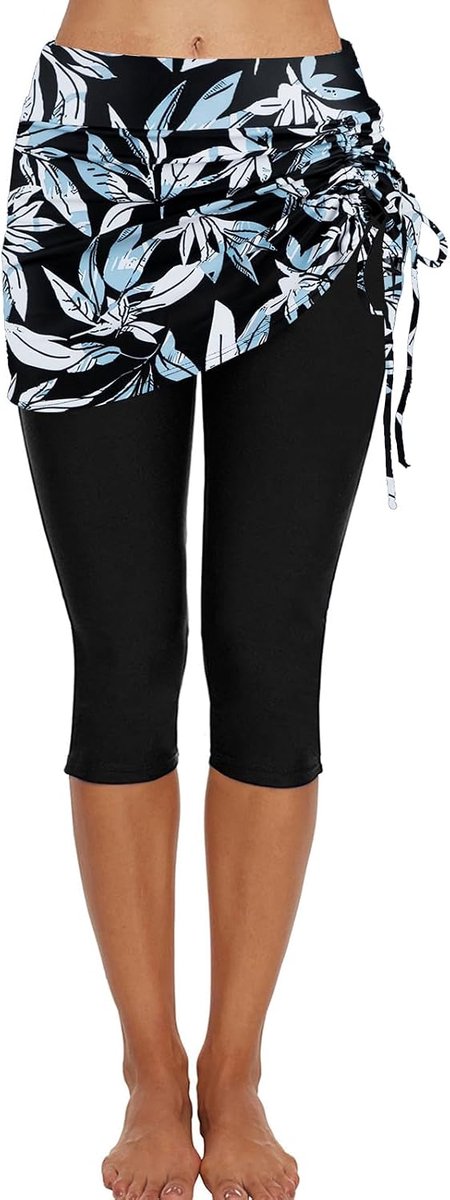 Zwembroek voor dames, lange zwembroek, capri, badlegging met rok, zwembroek