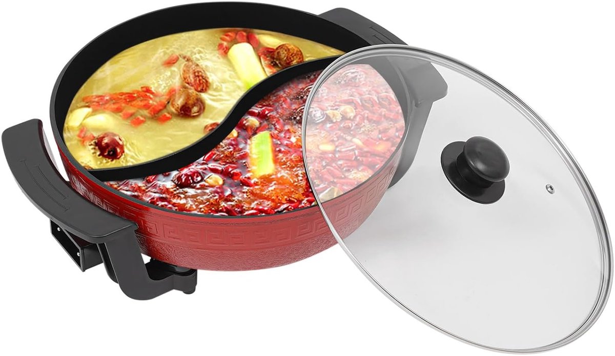 Elektrische hotpot 6L - met glazen deksel - voor koken en stoven - SnelShoppen