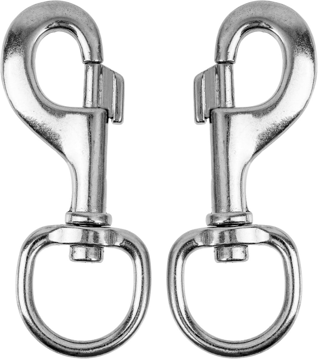 Karabijnhaak voor draaischarnier, 2 stuks in zilver, maat 6, voor hondenhalsband, hondenriem, karabijnhaak met afgerond draaischarnier, sleutelhanger, sleutelhanger met draaibare kop, paracord