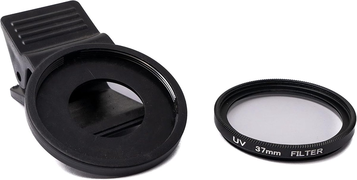 UV-filter 37 mm ongecoat Slim lens met clip voor smartphones in zwart