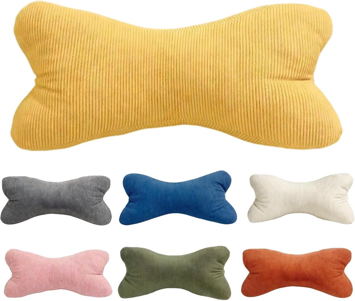 leeskussen, leesbot, nekrol, ergonomische vorm, leesbotten, lendensteun, flexibele ondersteuning voor boeken, ergonomisch nekkussen als leeskussen om te ontspannen (klein, gestreept, geel)