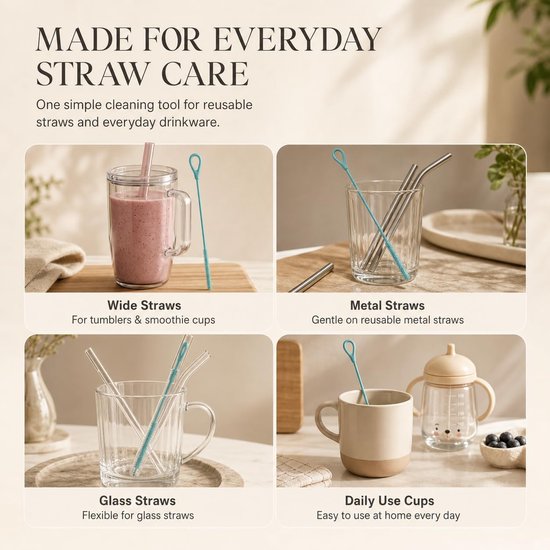 5 stuks siliconen rietjesborstel, 3 borstels 6 mm + 2 borstels 9 mm, flexibele antislip handgreep, zachte en fijne borstelharen, compatibel met glazen, smoothies en rietjes, herbruikbaar — afbeelding 3