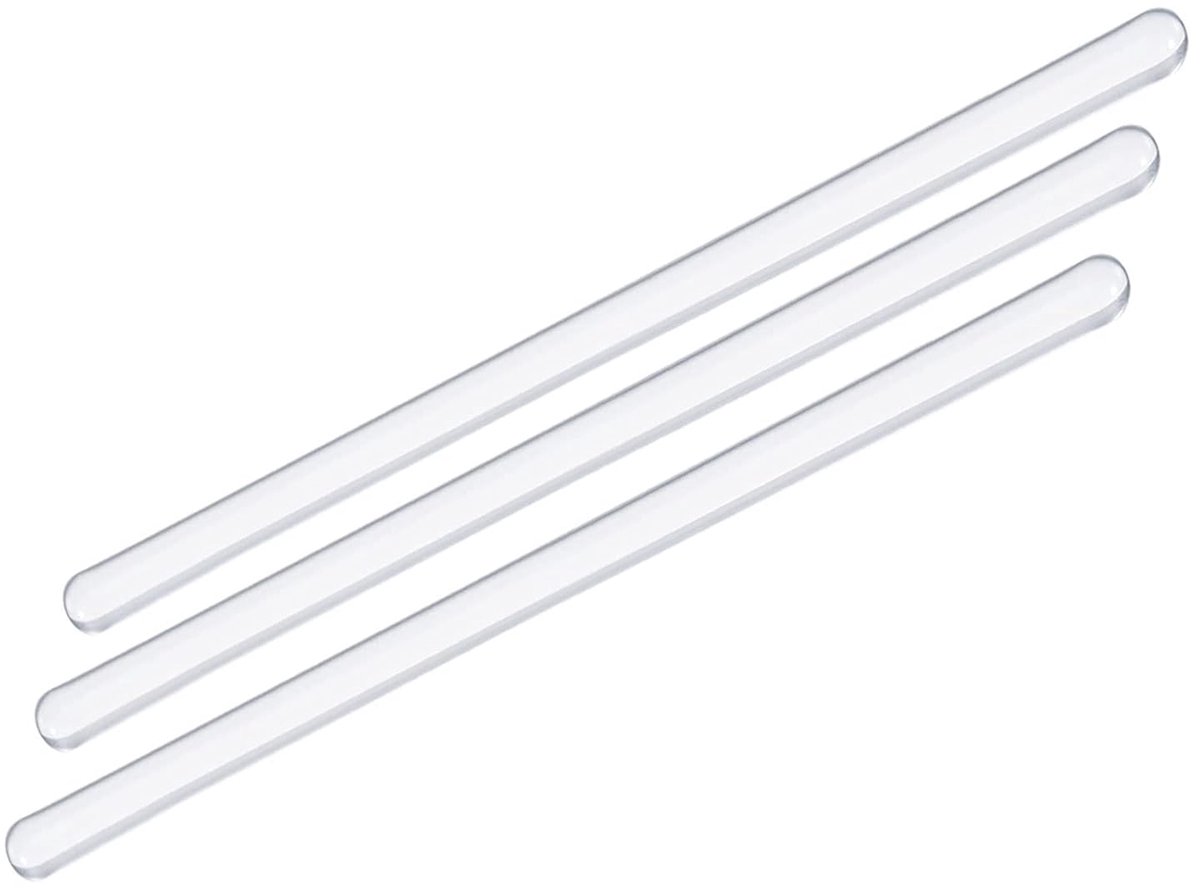 Sourcing map 3 stuks borosilicaatglas staaf roerstaaf met beide uiteinden rond voor laboratorium 5.91" 8mm