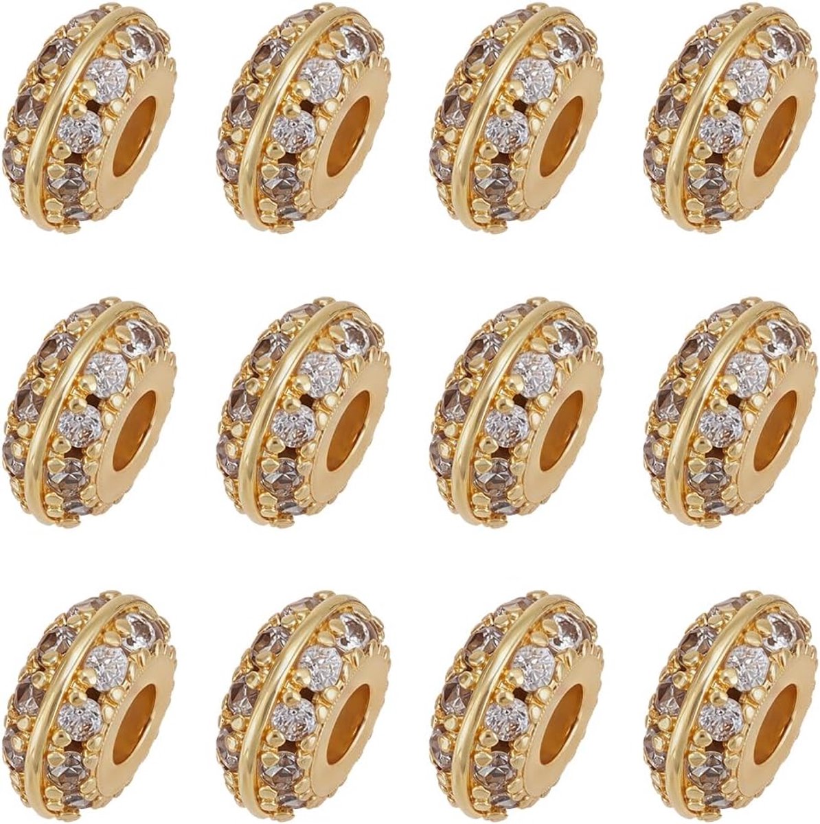 Kralen gouden messing micro effenen Cubic Zirconia kralen rondelle strass losse spacer kraal bulk voor armband ketting oorbel sieraden maken doe-het-zelf