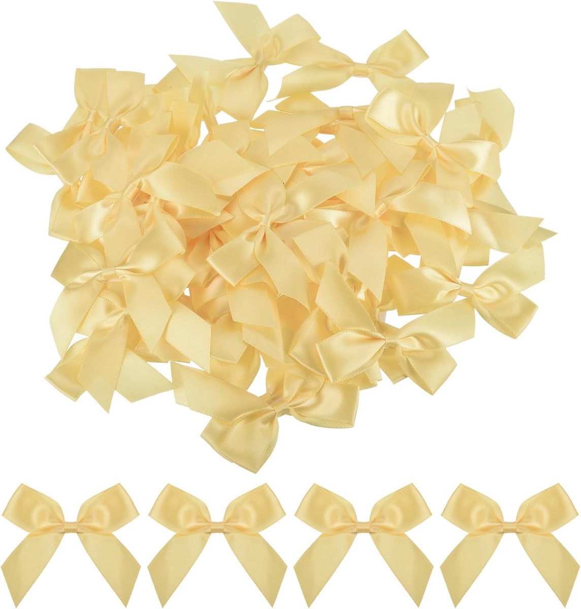 Strikken 6,3 cm mini stof satijn lint bloemen strikken voor handwerk doe-het-zelf naaien bruiloft verjaardag feest goud