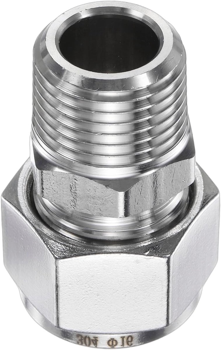 Compressieschroefverbinding 16 mm buisbuitendiameter x 1/2" NPT-schroefdraad mannelijk roestvrij staal rechte koppeling adapter compressie buisfitting connector voor olie gas water