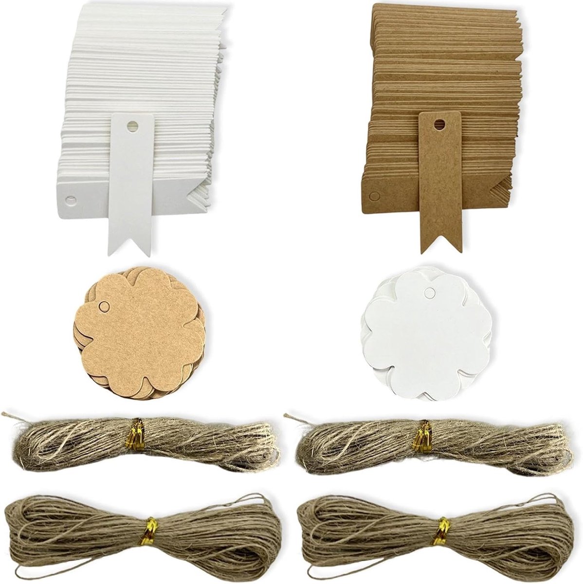 Kraftpapier Geschenklabels, Mini-Tags Met Henneptouw, Met De Hand Verpakte Markeeraccessoires, Geschikt Voor Bruiloften, Verjaardagen En Kerstversieringen.
