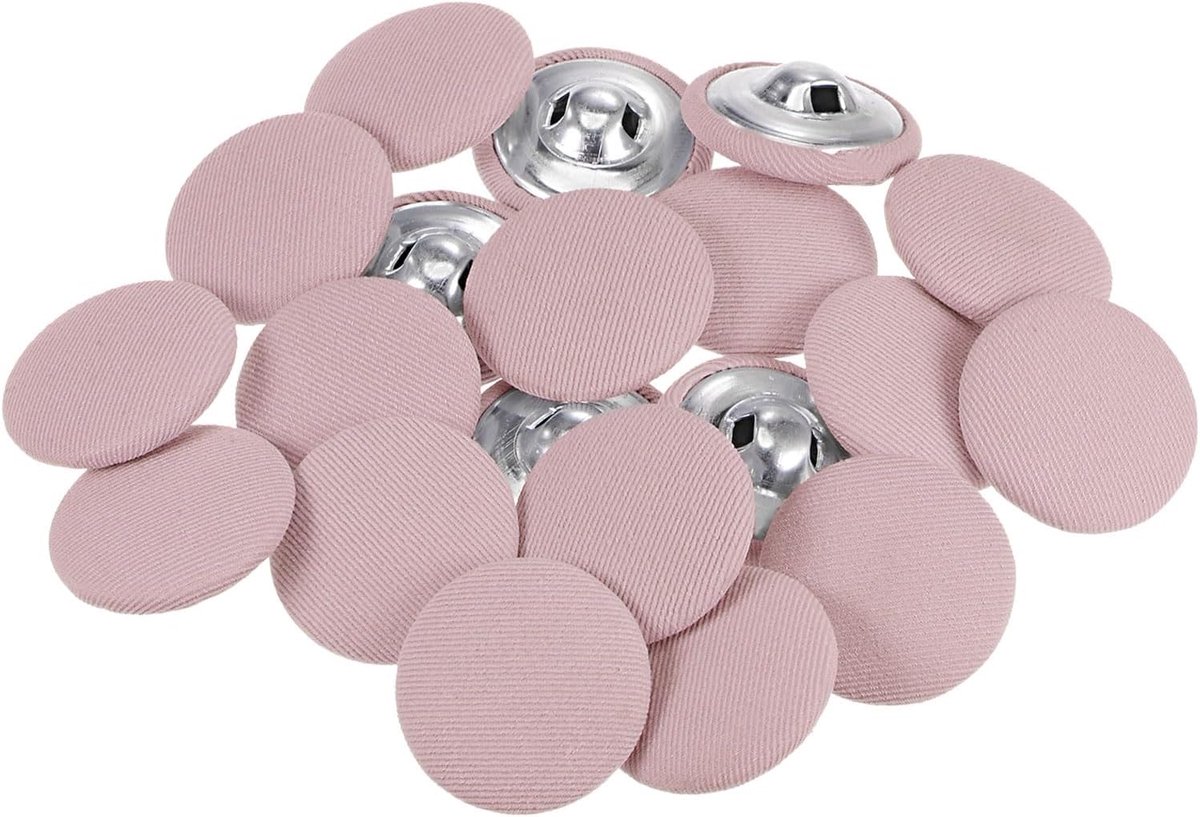 Knopen, 25 mm, rond, metalen schacht, naaiknopen voor pakken, jurken, blouses, roze, 20 stuks