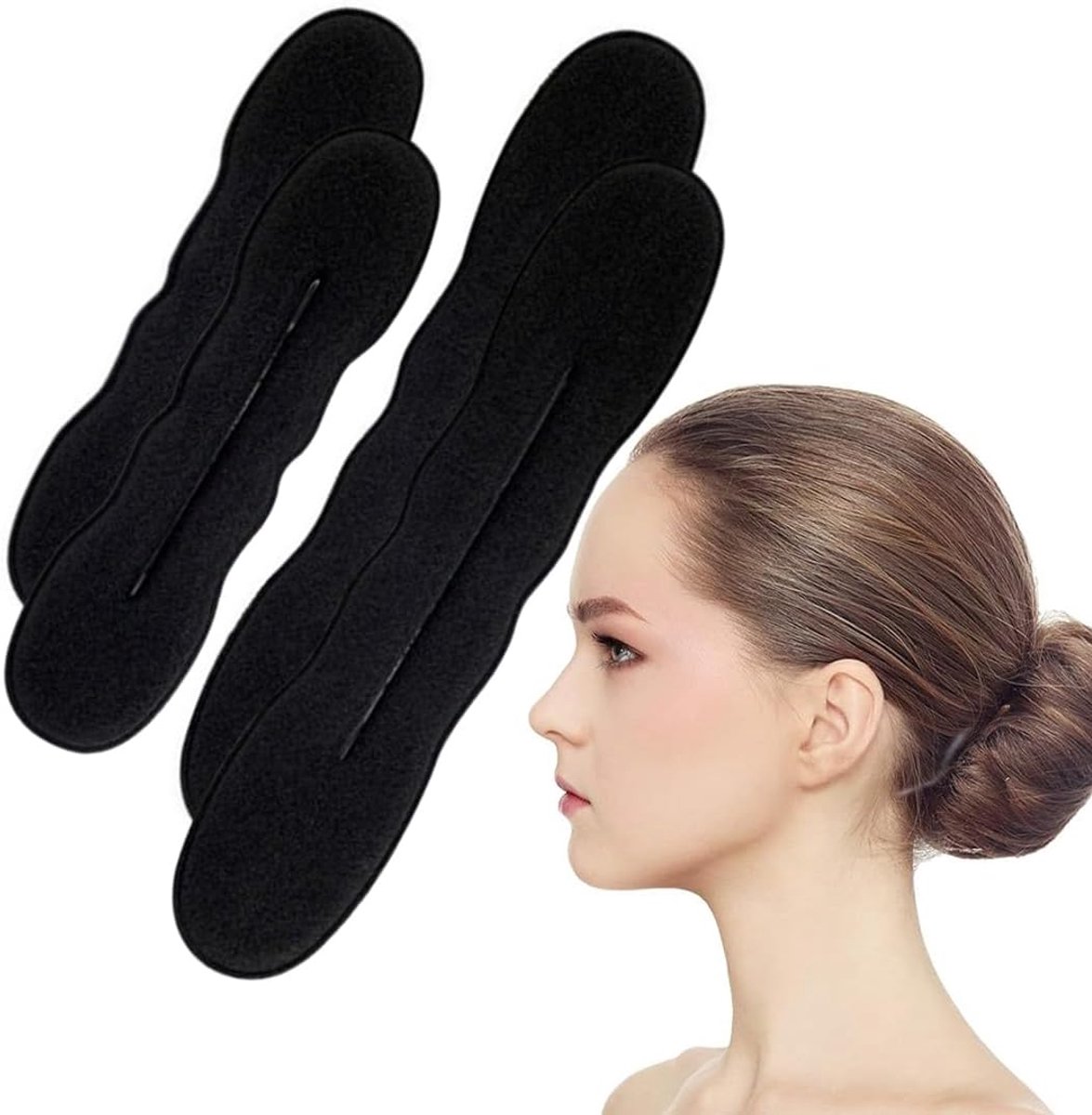 Set van 4 donuts, haarband, magische panino - modelleergereedschap van schuim voor kapsels voor vrouwen, meisjes, kinderen en dansers (2 kleine en 2 grote)
