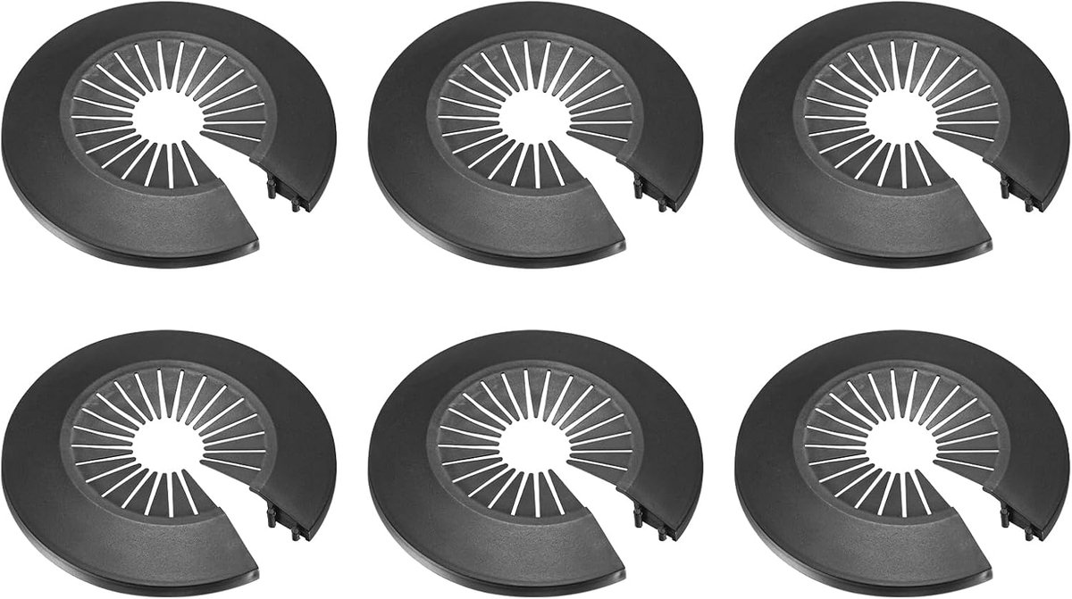 6 stuks flens waterbuisafdekking 100 mm x 20 mm kunststof ronde sierbuiskraag buisafdekking radiator muur splijtflens voor 30-55 mm buitendiameter buis zwart