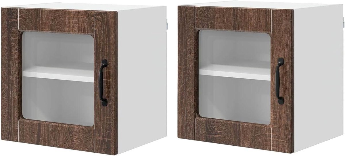 Houten keukenkast - Wandkast deur - Keuken opbergen - Modern design - 40 x 31 x 40 cm - Bruin eiken