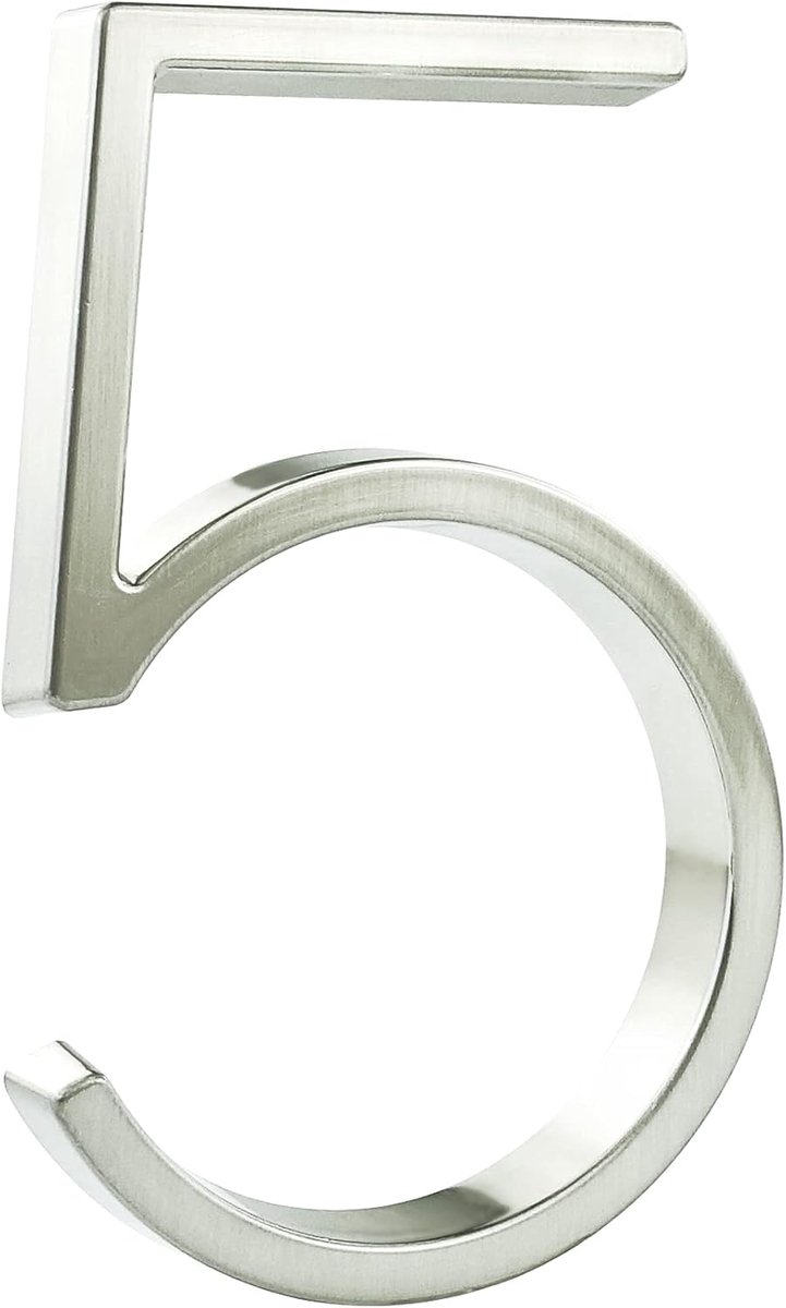 Drijvend huisnummerbord 5 inch (12 cm) moderne deurnummers bewegwijzering plaque straat huisadresnummers (zilver, 5)