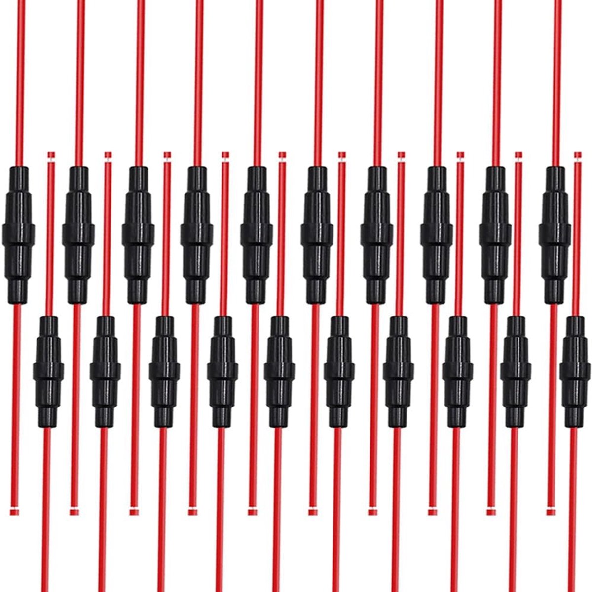 20 Stuks Inline Glazen Buis Zekeringhouder Set, 32V 20A Auto AGC Glazen Zekeringhouder met 16 AWG Draad (10 Stuks 5 X 20 mm + 10 Stuks 6 X 30 mm)