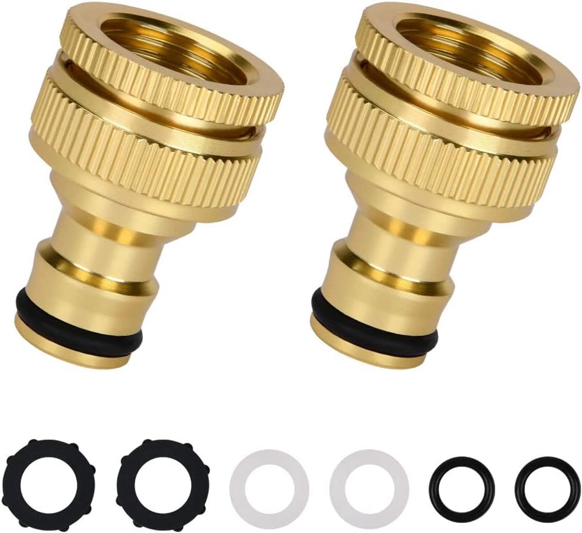 Kraan Connector - Slang Adapter - Tuin Bewatering - 2-in-1 Schroefdraad - 2 Stuks - Goud