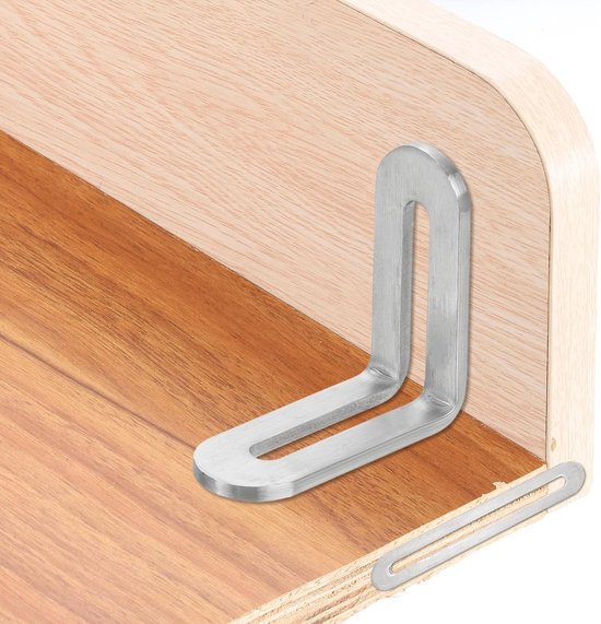 2 stuks verstelbare platte reparatieplaat met sleuf, 155 x 19 mm roestvrij stalen rechte steunhoek voor houten meubels, zilver — afbeelding 3