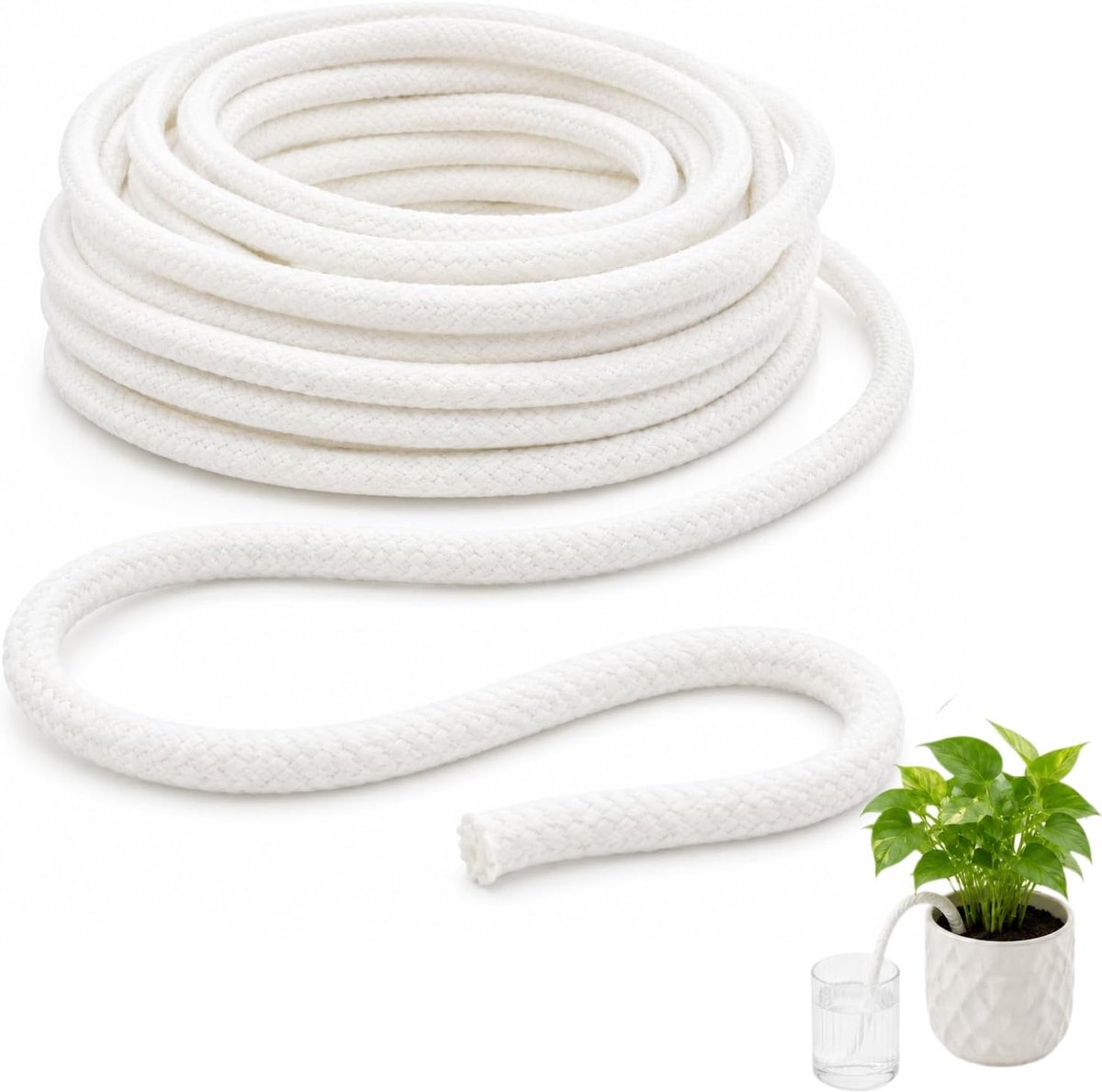 Jojofuny Automatisch katoenen lonttouw voor plantenirrigatie, 8 mm, 10 meter, met snelle wateropname en vochtopname voor potplanten, hydrocultuur