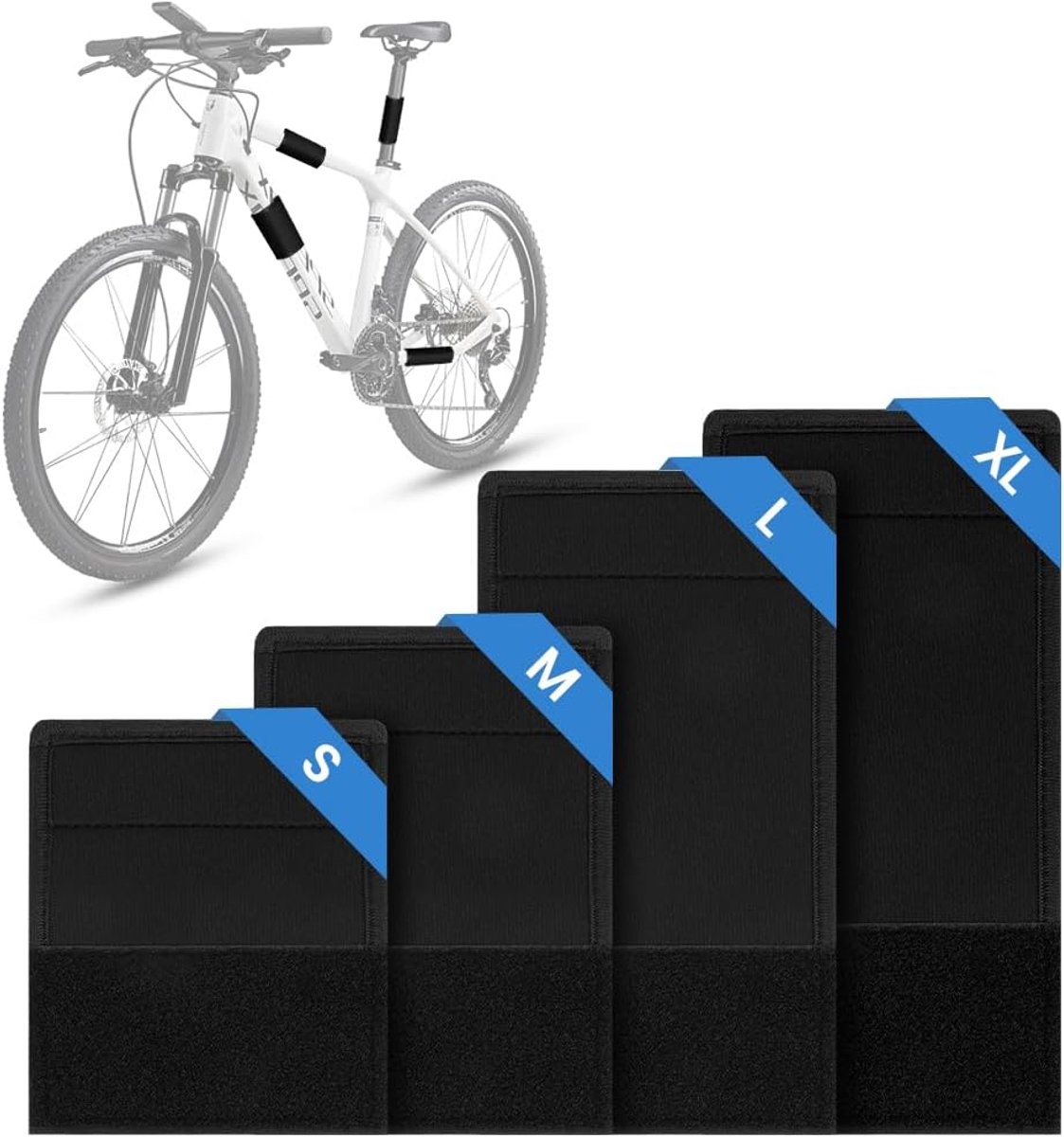 4 stuks fietsframebescherming van neopreen, fietsframebescherming, fietsframebescherming, met contactsluiting, krasbestendig, voor fietsendrager en transport