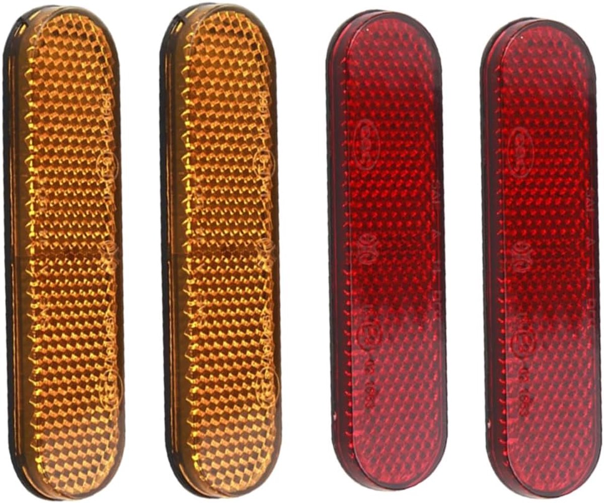 Reflectoren Set - Veiligheidsreflectoren Kattenoog - Zichtbaarheid Vergroten - Zelfklevend Dubbelzijdig Plakband - 70 x 20 mm - Geel Rood
