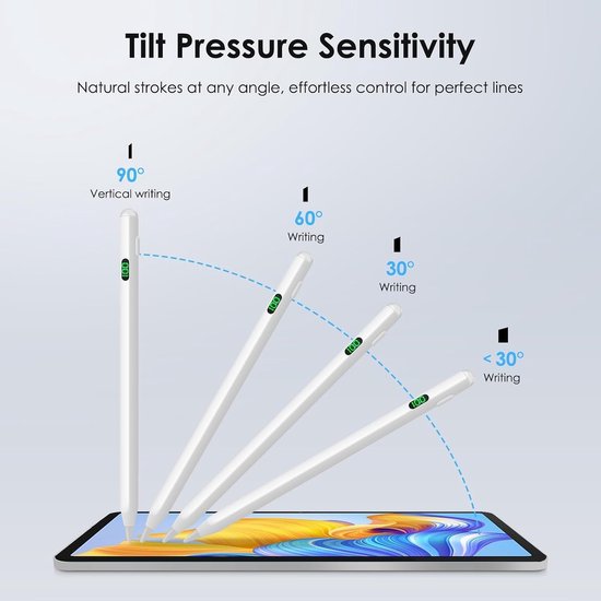 Pen voor iPad 2018-2024, stylus voor tablet met digitaal display, snel opladen, kantelgevoeligheid, compatibel met iPad 6/7/8/9/10, Air 3/4/5, Mini 5/6, Pro 11/12.9 — afbeelding 3