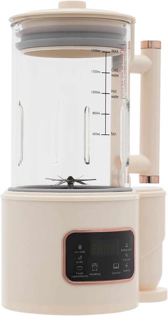 Sojamelkmachine 1 L - Stille blender - Multifunctionele warme en koude dranken - Zelfreinigend met timer - SnelShoppen
