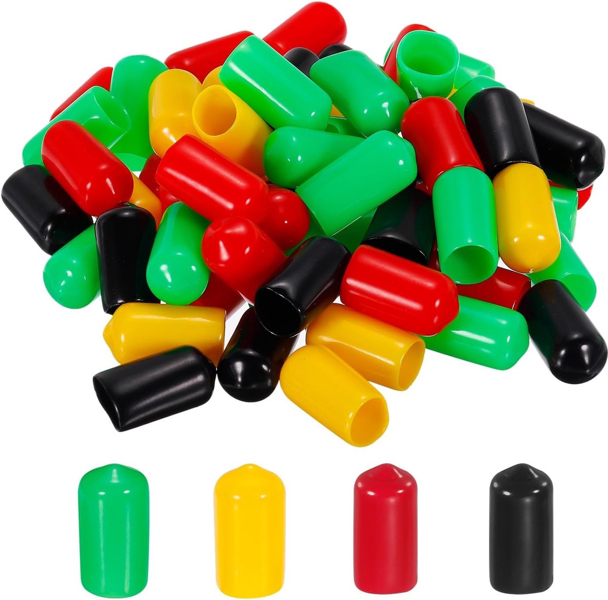 Sourcing map Rubberen eindkappen, 100 mm, assortiment, pvc, vinyl, schroeven, schroefdraad, beschermers, ronde draad, plankdoppen voor schroeven, bouten, buisleiding, hekpalen