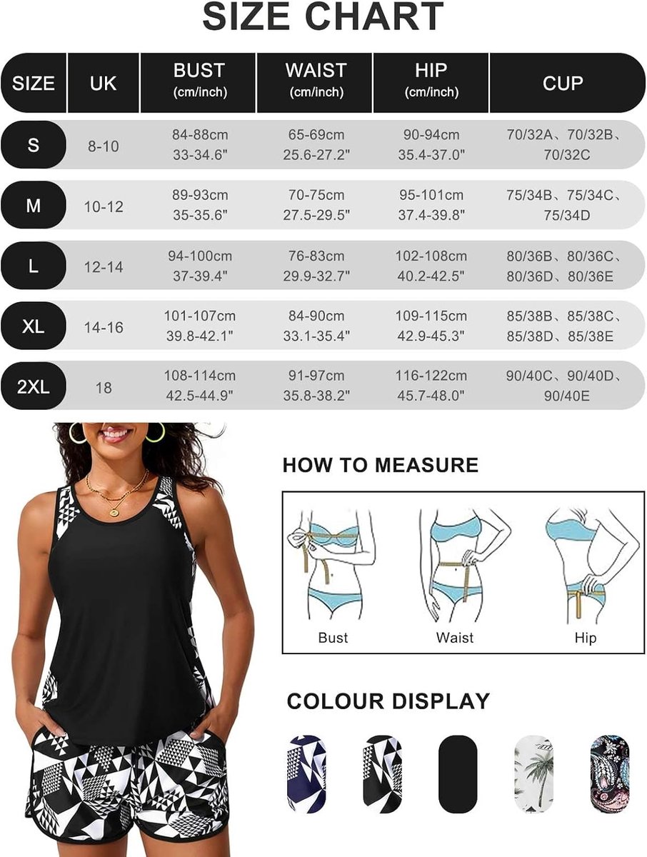 Tankini dames buikweg tankini set tweedelig badpak bovendeel met hoge taille zwemshorts badmode badkleding tank top zwemshorts zakken badmode strand zwembad