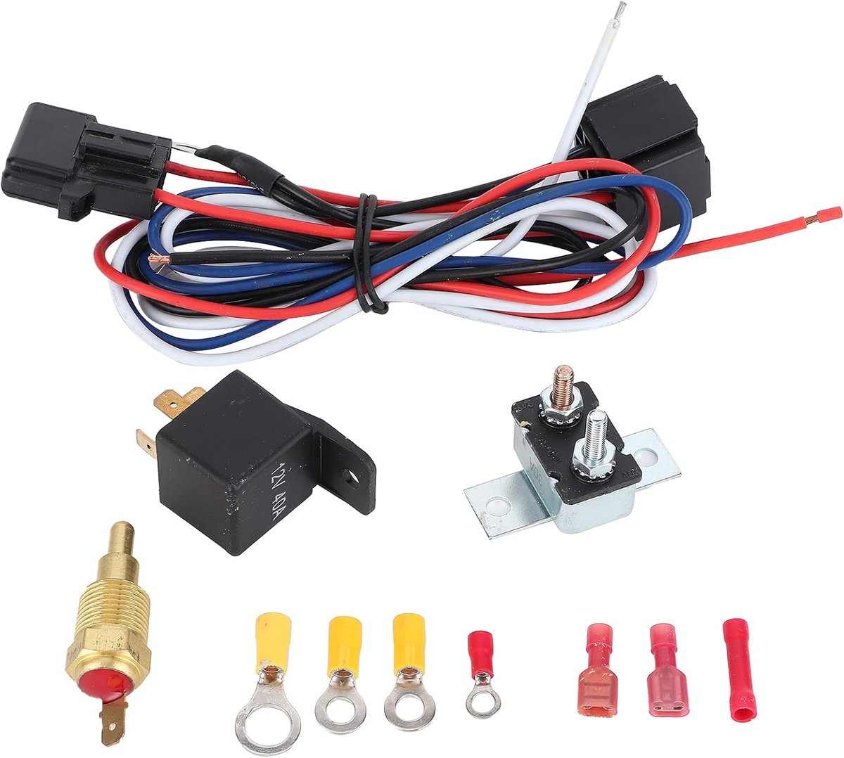 Koelventilator Relais Kit, Kunststof Koelventilator Relais Koelventilator Overbelastingsbeveiliging Automobiel Thermostaat Temperatuurschakelaar Voor 7/8 Inch Fans 10/12/14/16/inch Fans