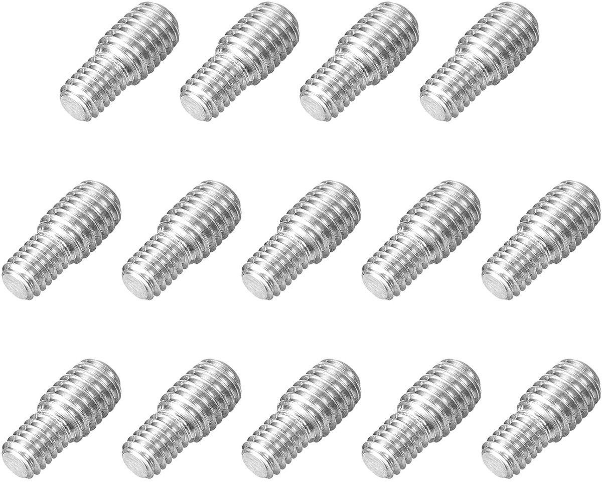 Stud met dubbele schroefdraad M4 x 6 mm naar M5 x 6 mm, 14 stuks verloopadapters van roestvrij staal 304 voor montage van meubels en machines snelbevestiging