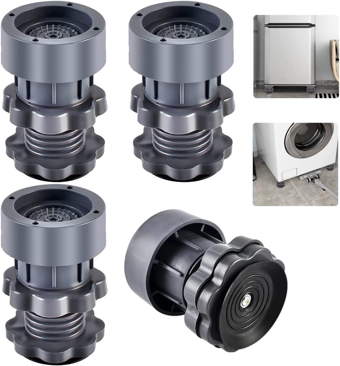 Dempers, wasmachine, verstelbare trillingsdempers, verstelbare hoogte 7-10 cm, wasmachine rubberen voetjes voor wasmachines en droger
