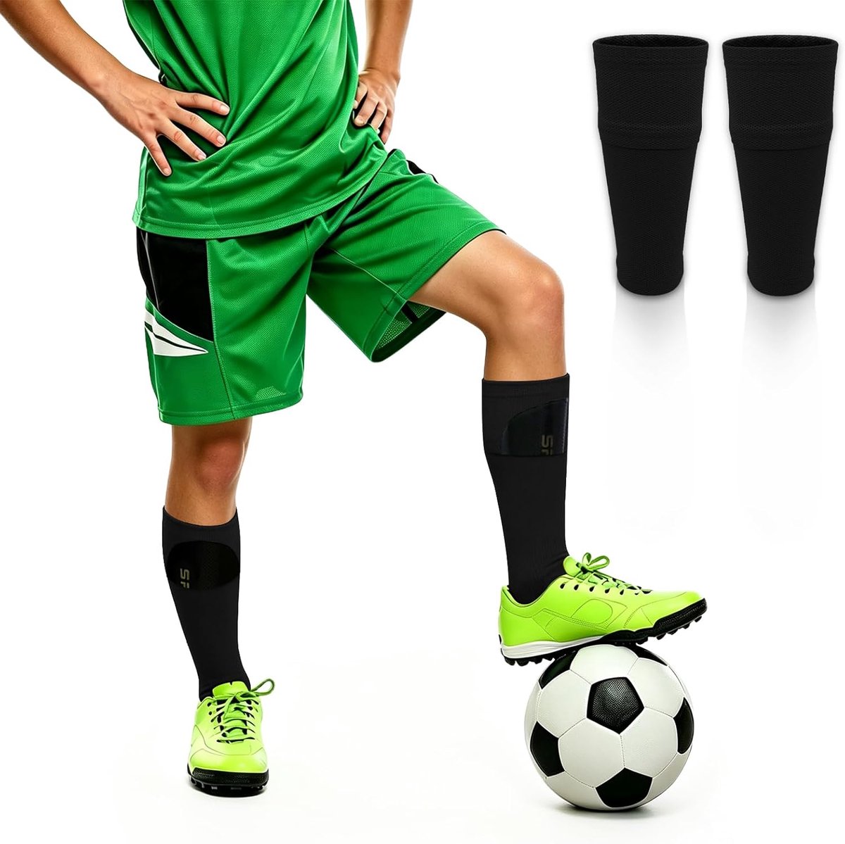 scheenbeschermers houder voor kinderen en heren, voetbalsokken met geoptimaliseerde insteekzak, ademend, antislip scheenbeschermers sleeves sokken, stabiele grip tijdens het voetbalspel