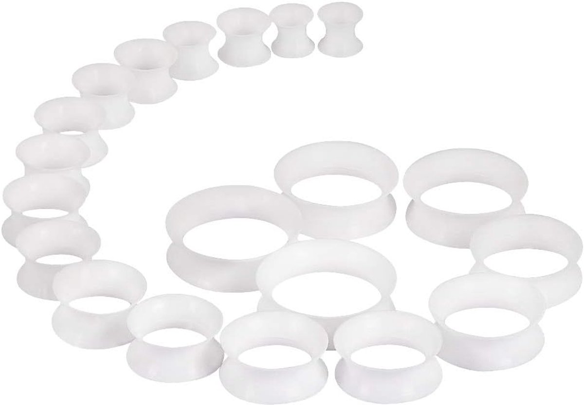 Set van 20 / 10 paar zachte / harde siliconen tunnels set expander set oorpiercing sieraden double flared flexibele stretching expander