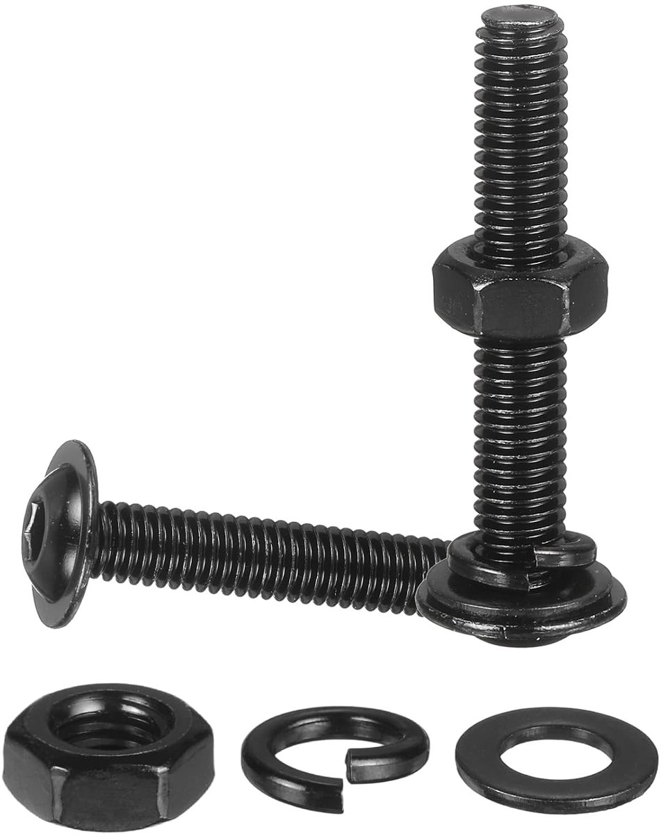 10 x kopschroeven met knop en flens, M6 x 50 mm, roestvrij staal 304 18-8, zeskantschroeven, moeren, platte en borgringen